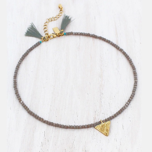 Triangle Charm Gray Choker Necklace | NWT - Picture 2 of 5